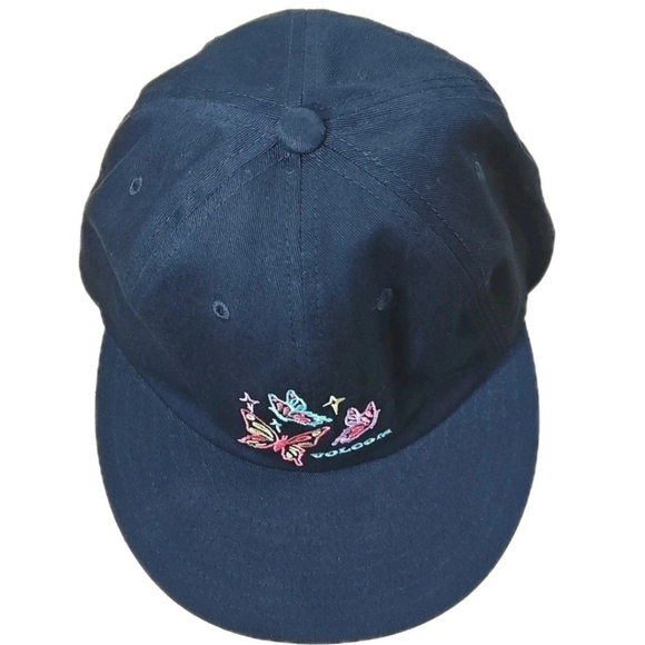 Volcom Wonder Stone Hat Butterflies Embroidered Cap Black Boho Hippie Whimisical - Picture 12 of 12